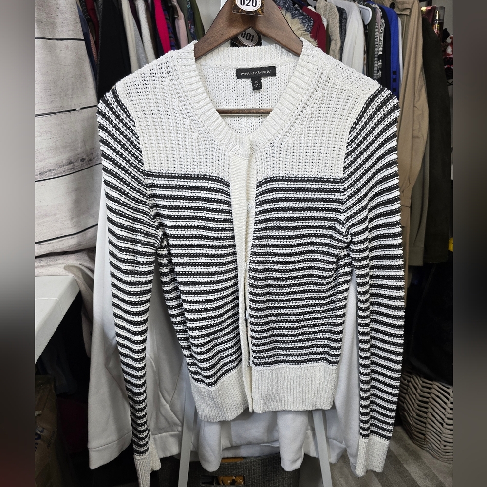 Banana Republic Striped Button up Sweater